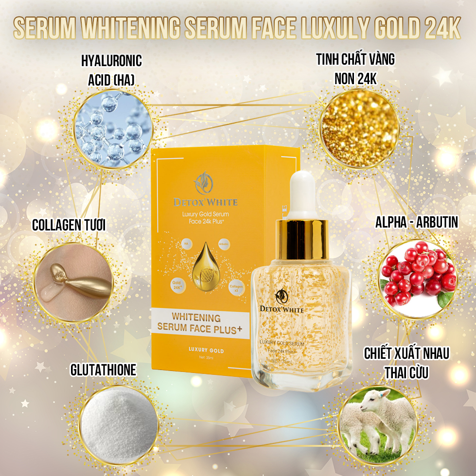 Serum Phục Hồi Da, Dưỡng Da Whitening Serum Face Luxuly Gold Hương Thảo Group